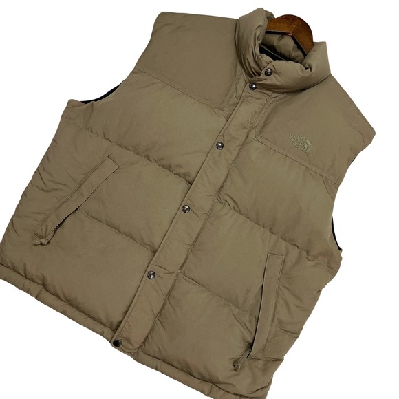 The North Face Mens Puffer Vest Brown Goose Down Insulated XL Nuptse Style